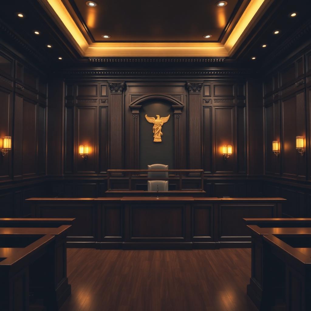 Dark wood courtroom interior representing the legal standards Aegis Financial Forensics reports are built to meet
